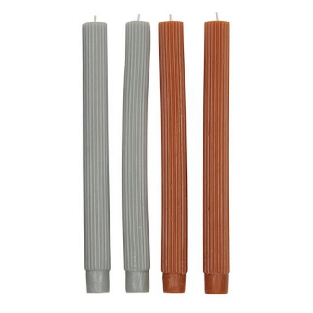 Ribbed Dinner Candles (Set of 4)