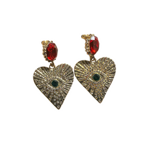 Load image into Gallery viewer, Ruby Heart Earrings
